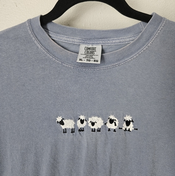 Sheep Comfort Colors Dusty Blue xl Tee Shirt - Picture 2 of 4